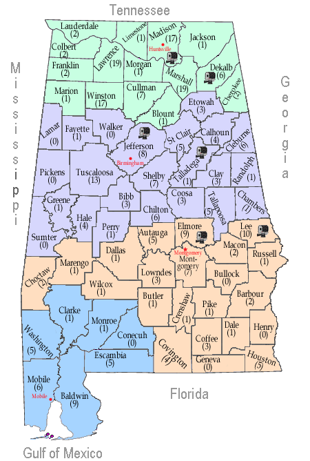 alabama map of counties. Alabama Hiking Trails | Biking